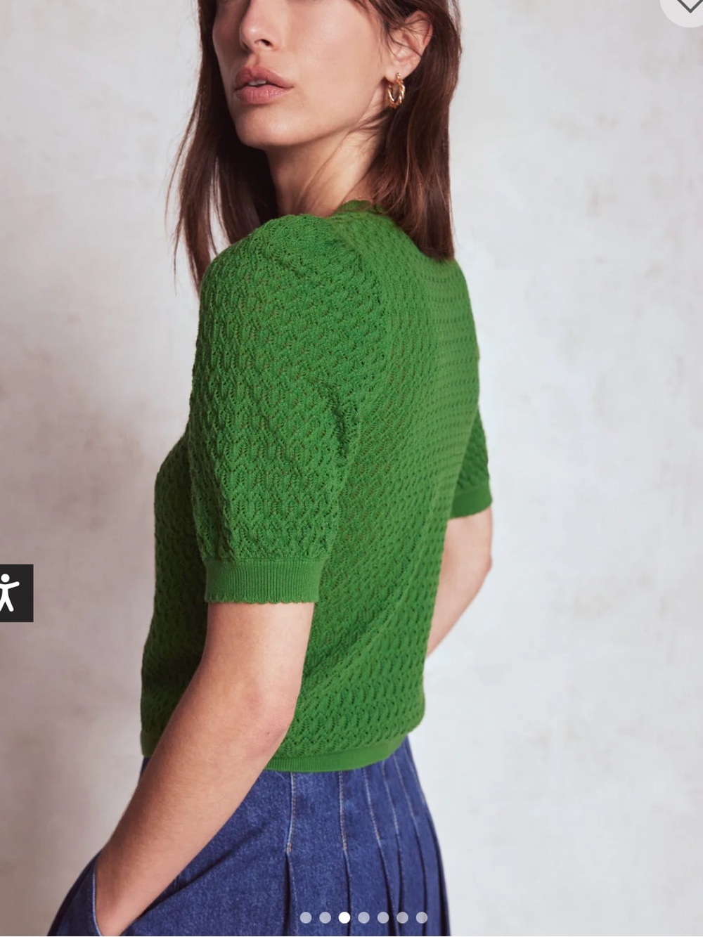 Boden Dot Pointelle Cardigan XS Iguana Green - Picture 3 of 9